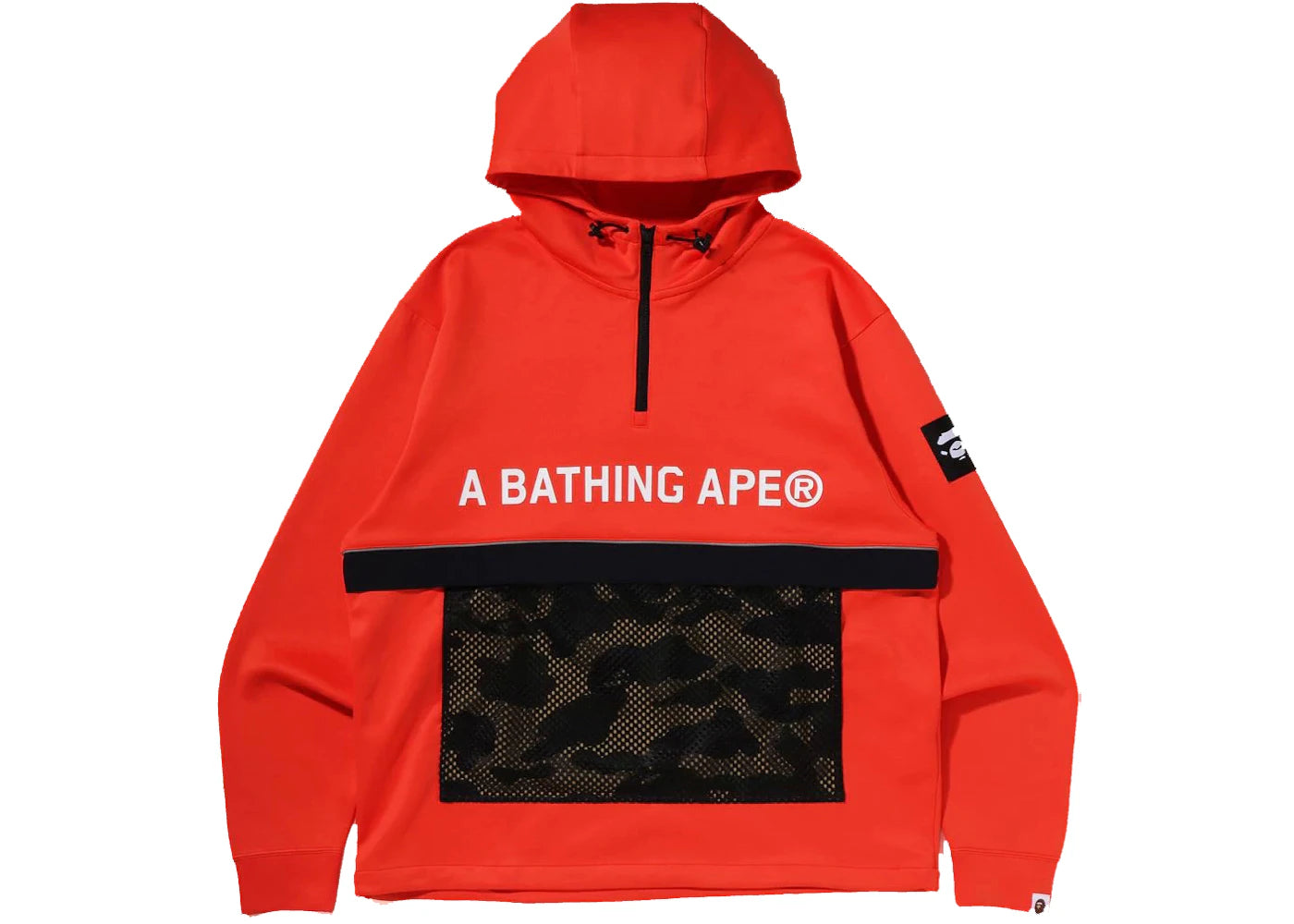 BAPE 1st Camo Pocket Relaxed Fit Double Knit Half Zip Hoodie Orange