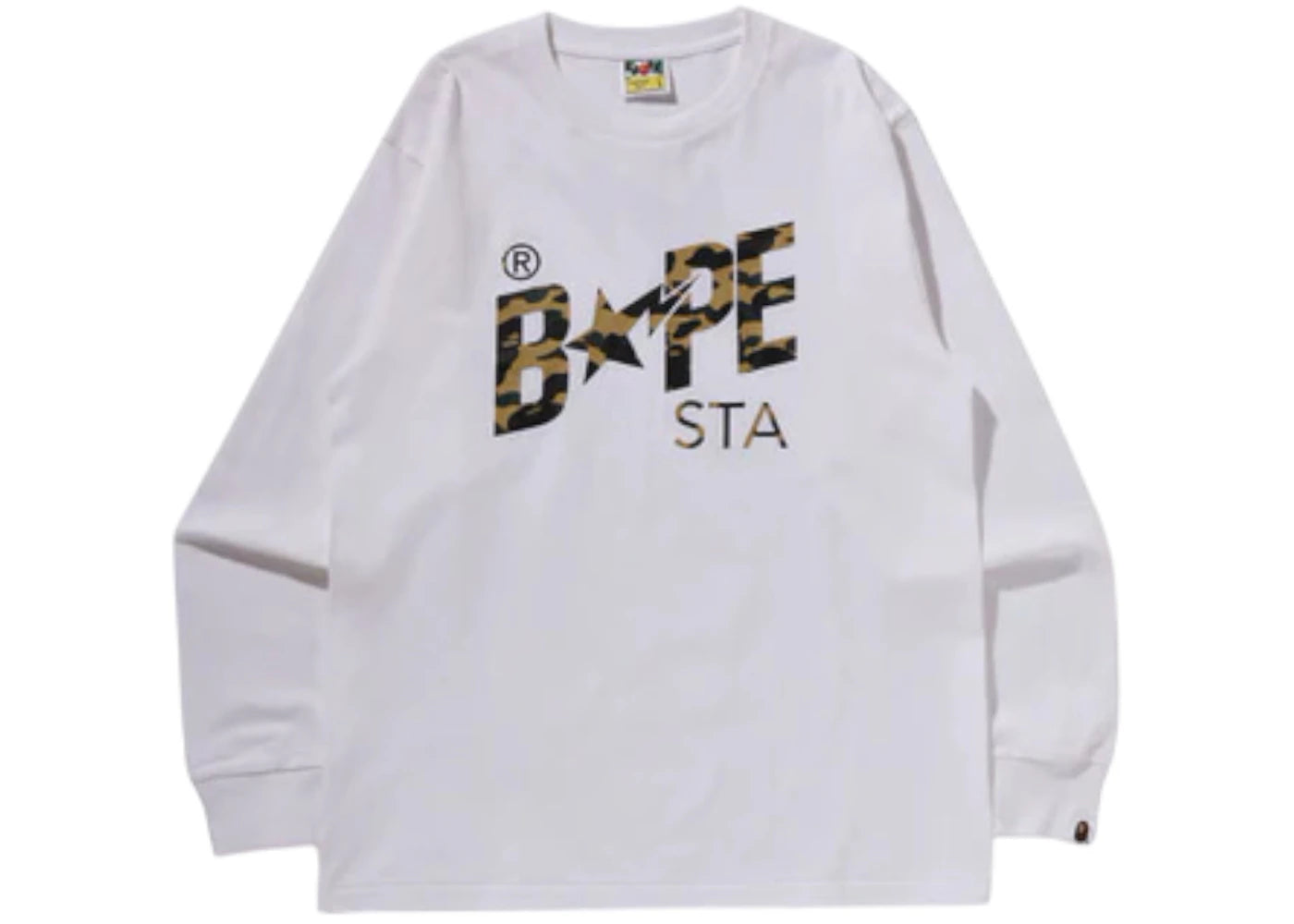 BAPE 1st Camo Sta L/S Tee White/Yellow