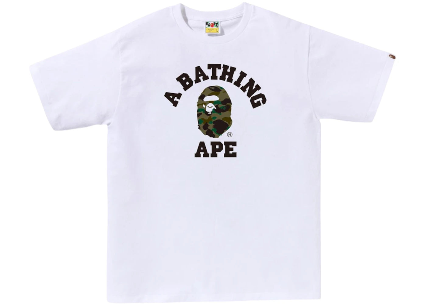 BAPE A Bathing Ape 1st Camo College Tee White/Green