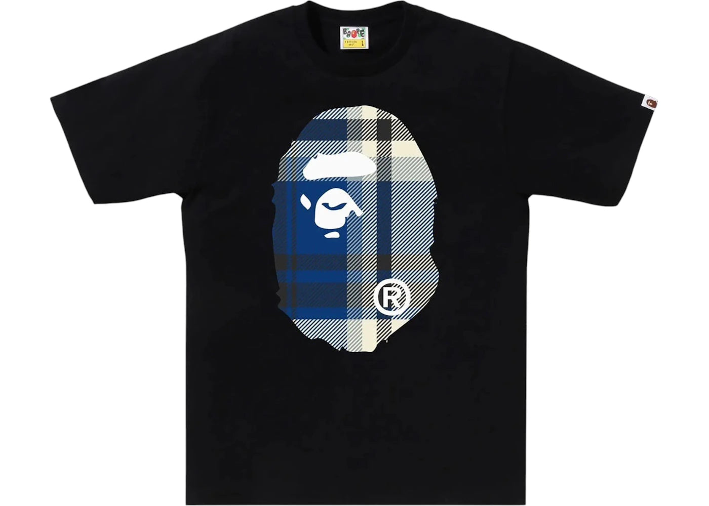 BAPE A Bathing Ape Check Big Ape Head Tee Black