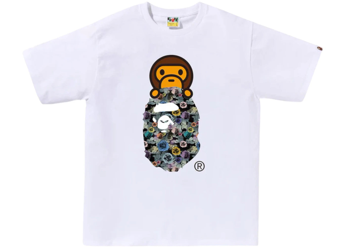 BAPE A Bathing Ape Floral Camo Milo On Ape Head Tee White
