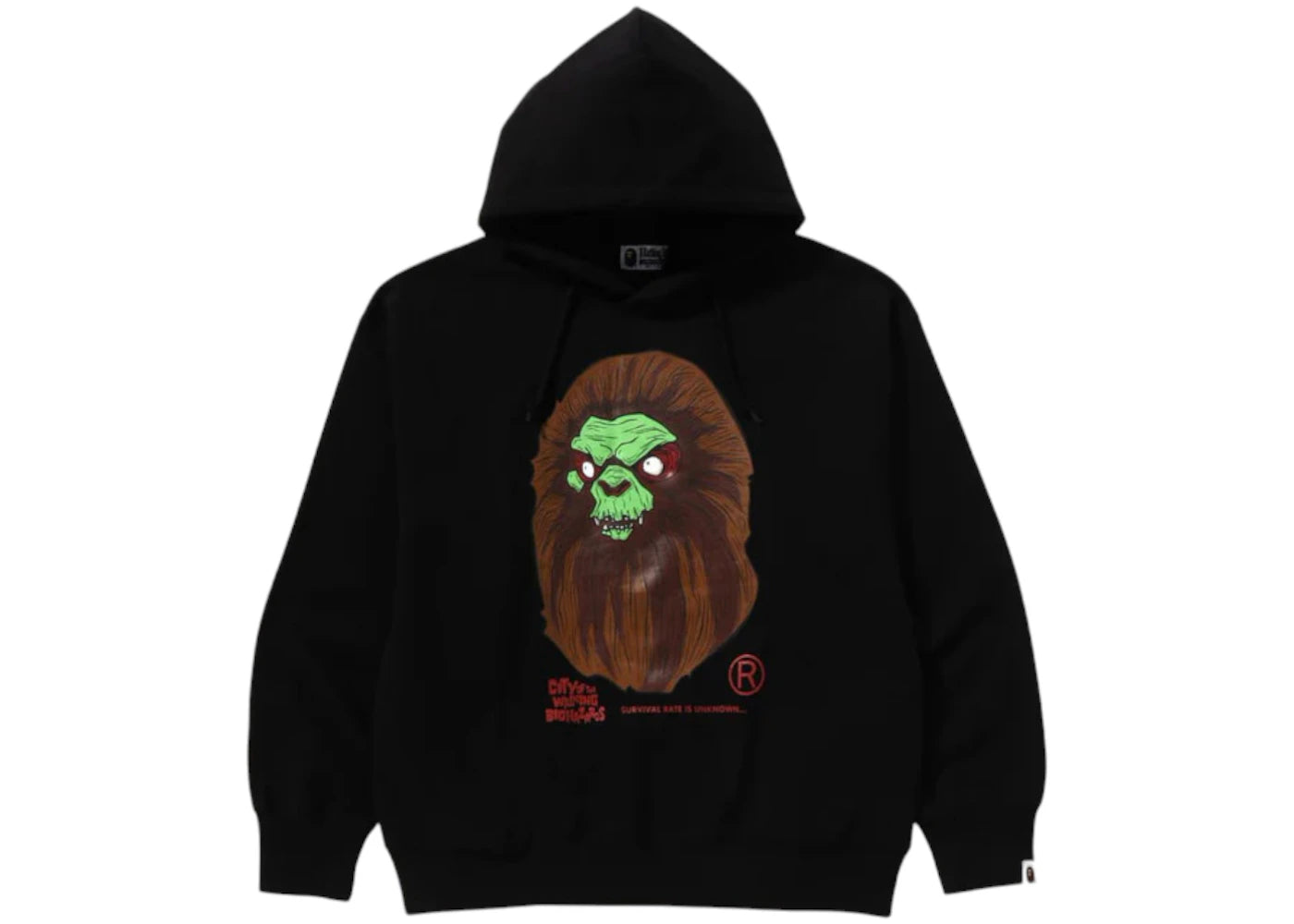 BAPE A Bathing Ape Horror Mad Face Relaxed Fit Pullover Hoodie Black