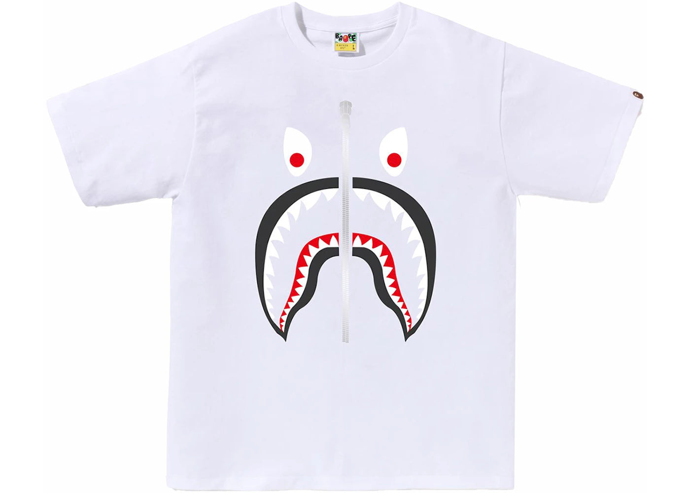 BAPE A Bathing Ape Mad Shark Tee White