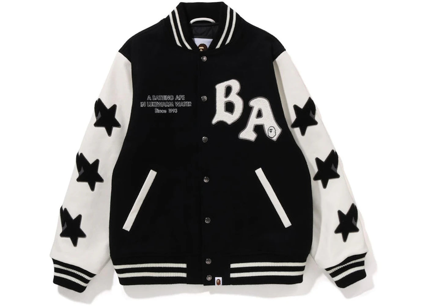 BAPE A Bathing Ape Relaxed Fit Varsity Jacket Black