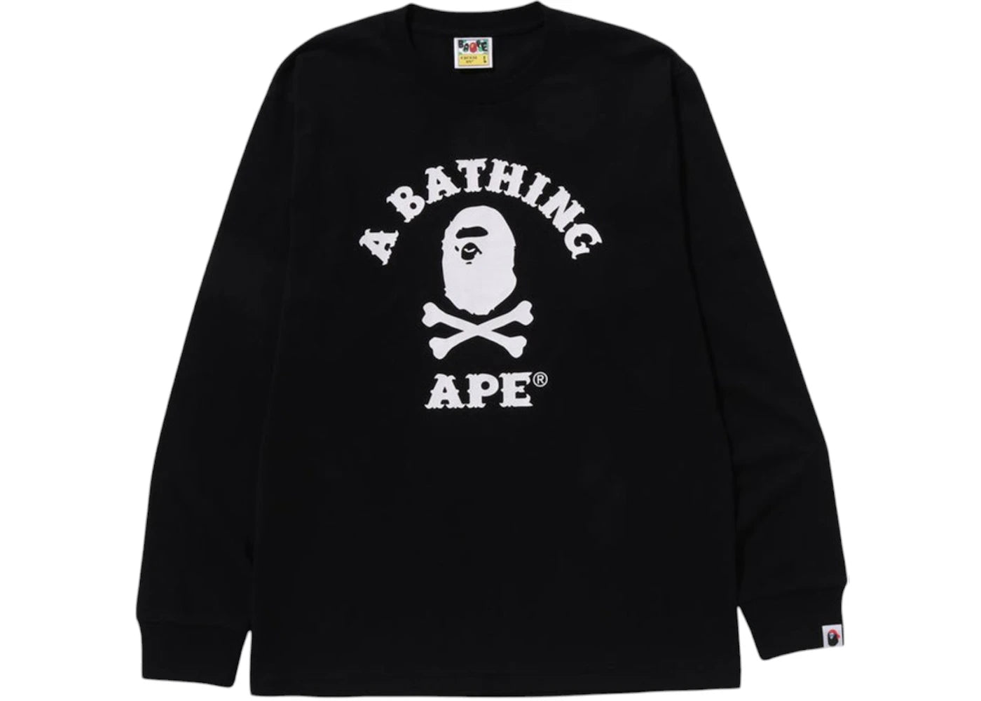 BAPE Ape Crossbone College L/S Tee Black