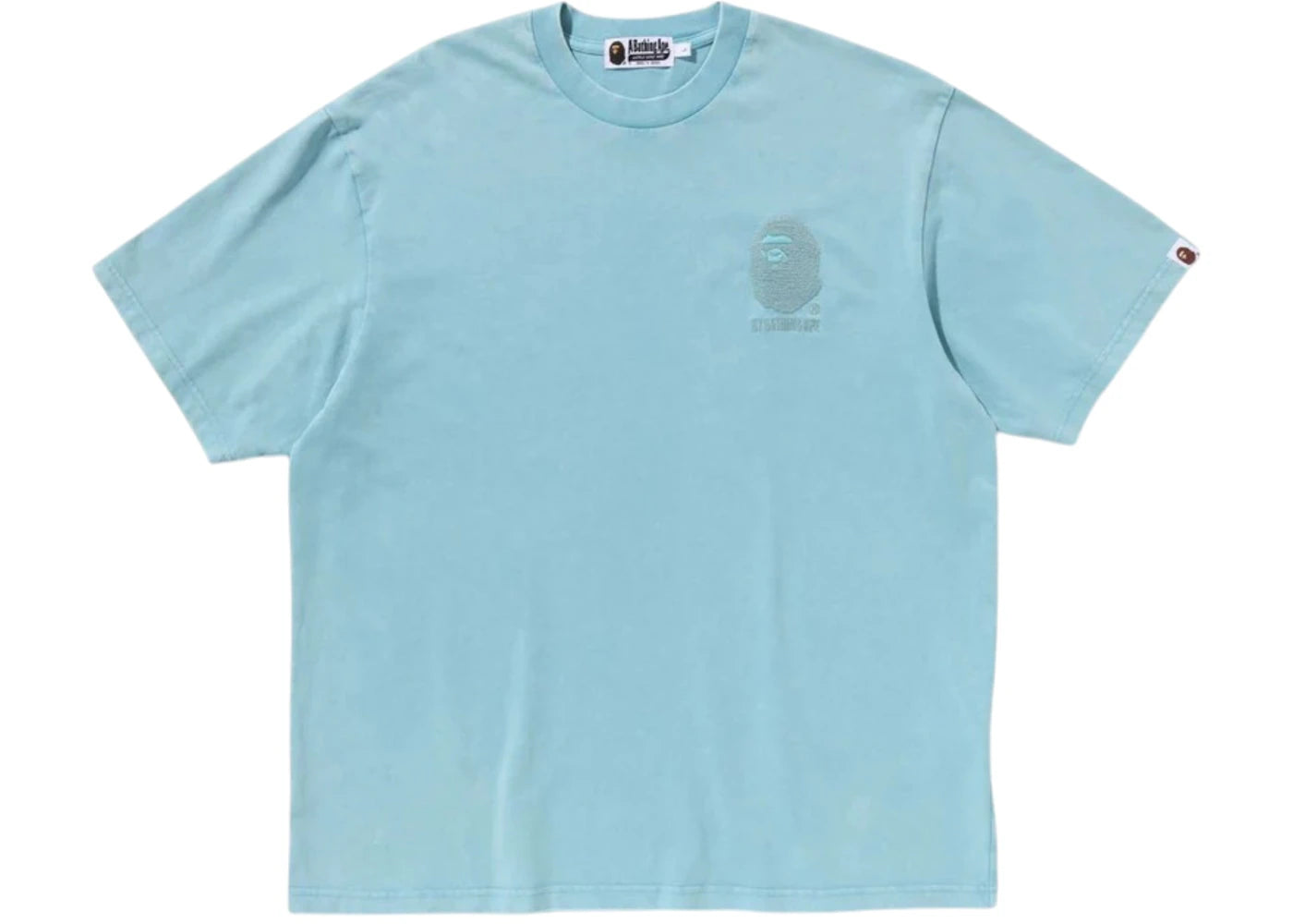 BAPE Ape Head One Point Acid Wash Relaxed Fit Tee Blue