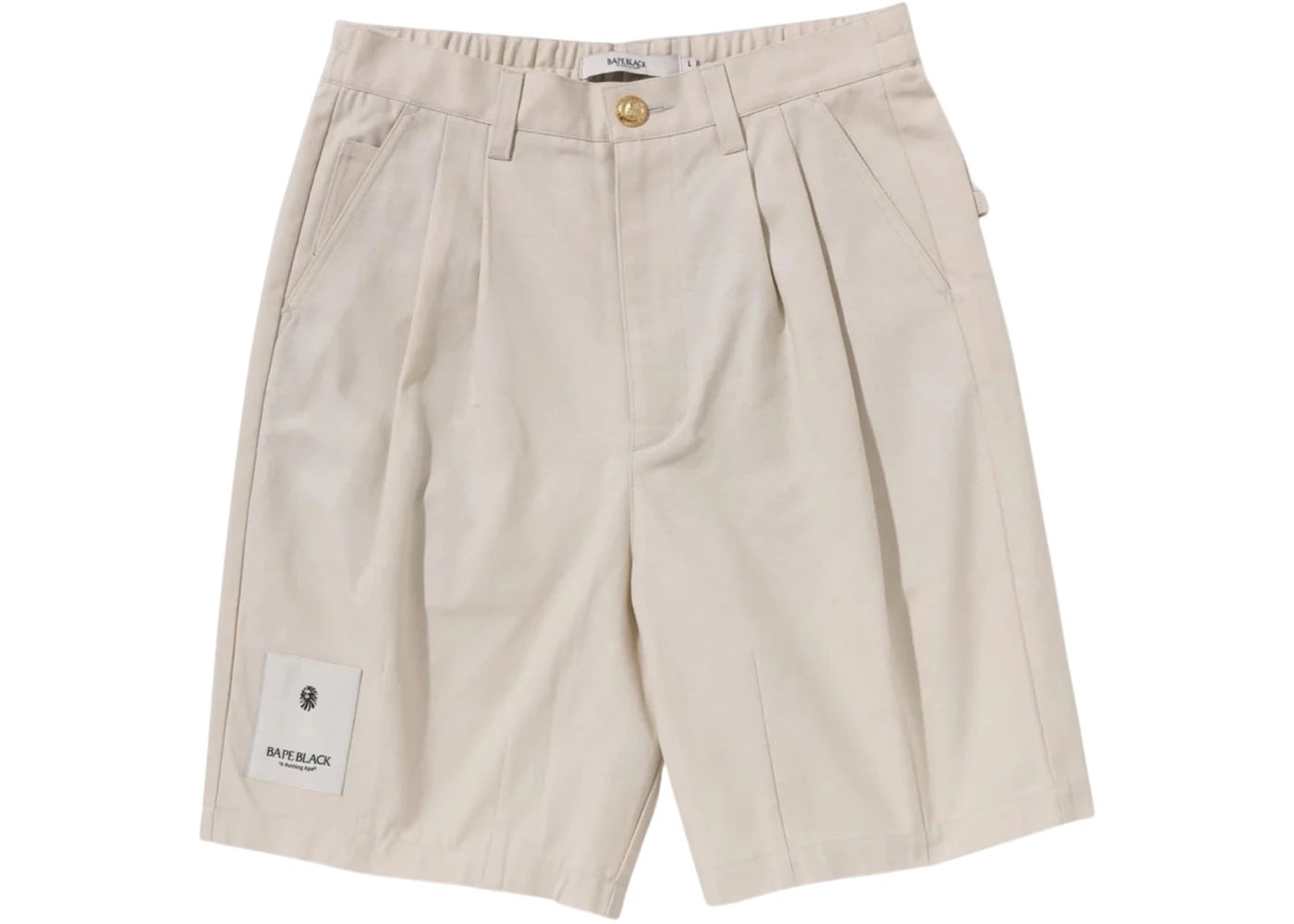 BAPE Bape Black Paisley Leather Trimmed Worker Shorts Ivory