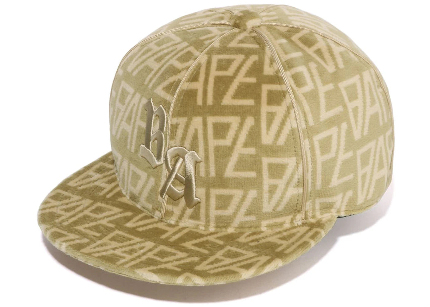 BAPE Bape Logo Monogram Velour Cap Beige