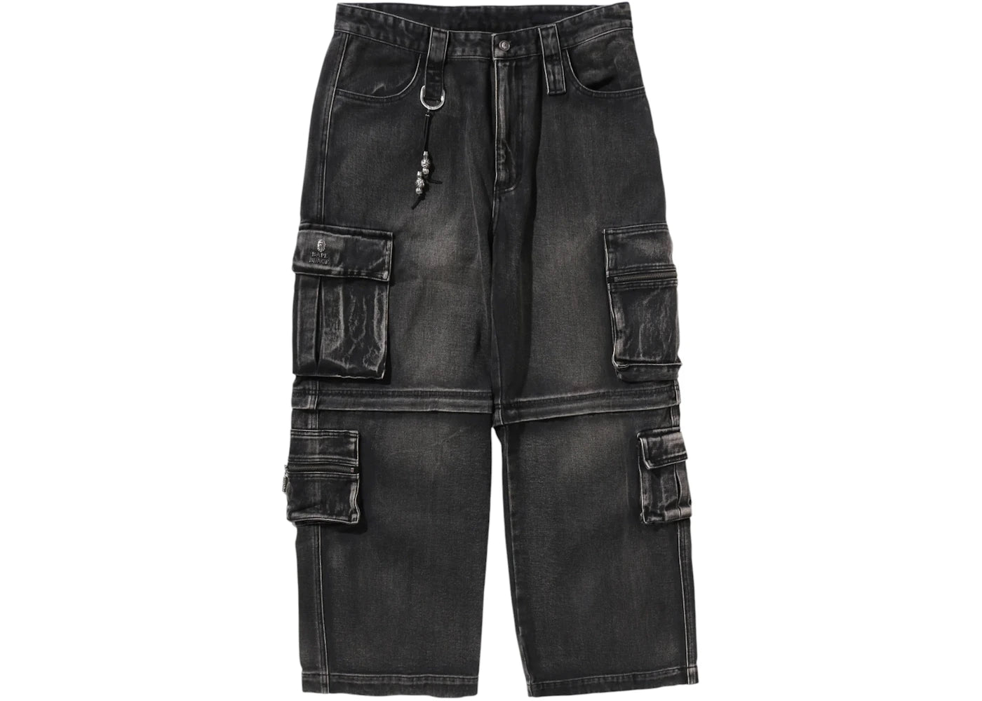 BAPE Black Cargo Rider Biker Jeans Black