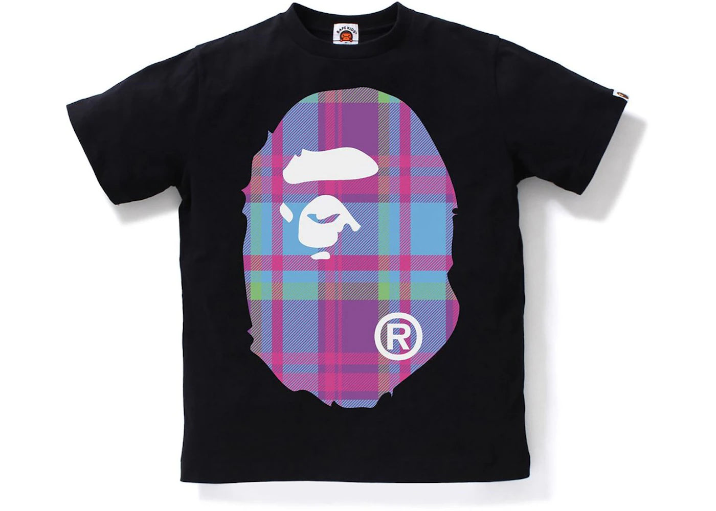 BAPE Check Big Ape Head JR Kids Tee Black/Purple