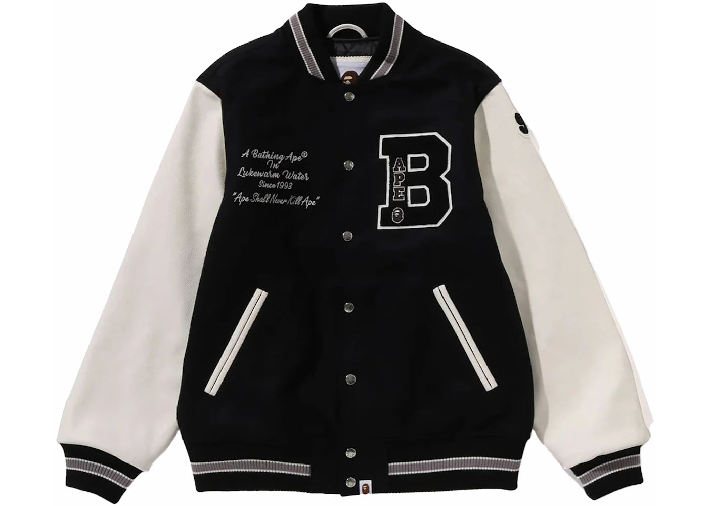 BAPE Embroidery Varsity Jacket Black