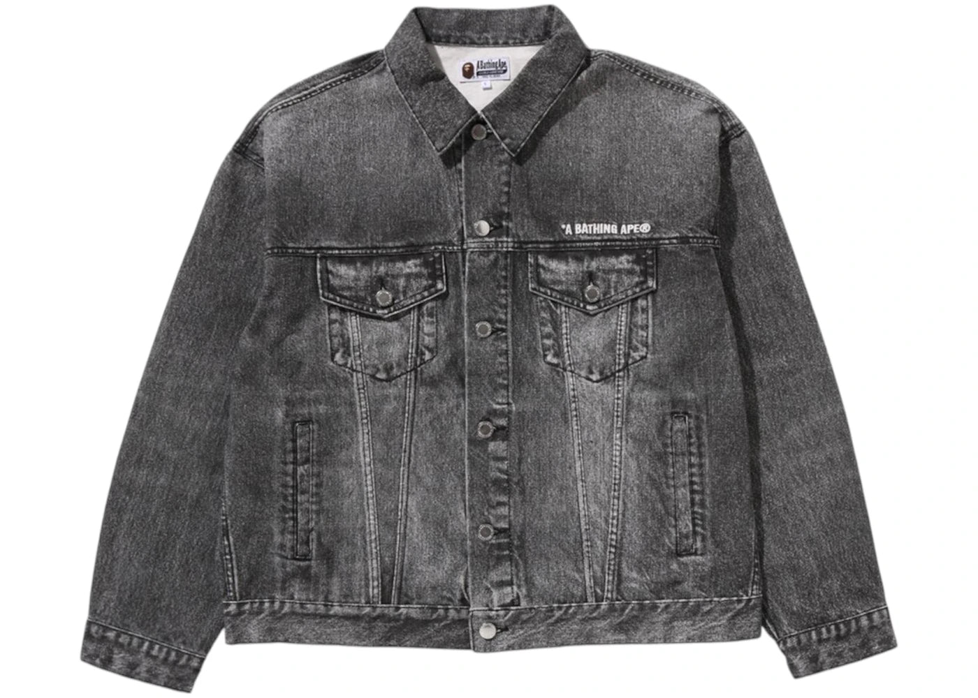 BAPE Fake Print Denim Jacket Black