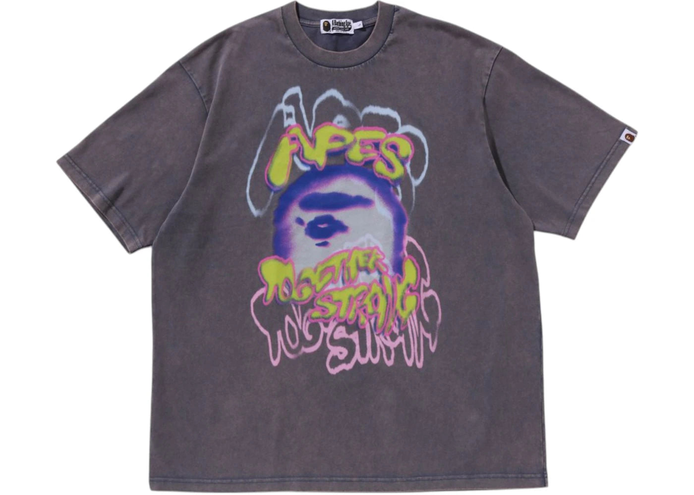 BAPE Heavy Washed Logo Relaxed Fit Tee Charcoal