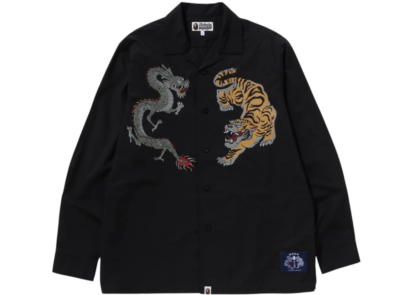 BAPE Japan Culture Tiger And Dragon Open Collar Shirt Black