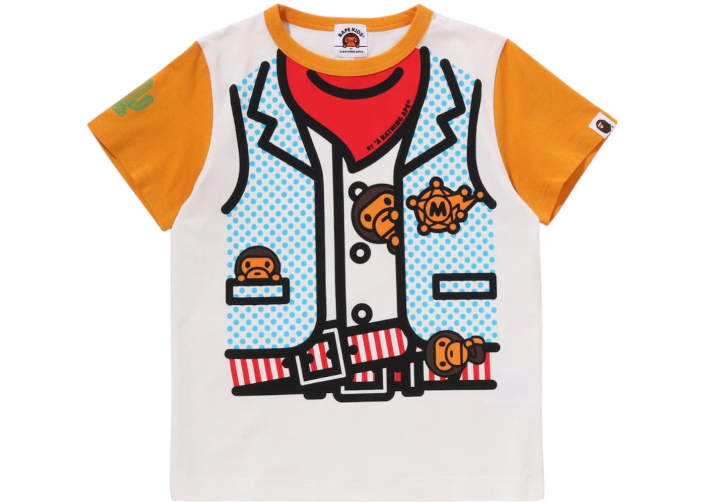 BAPE Kids Baby Milo Sheriff Vest Print Tee Orange
