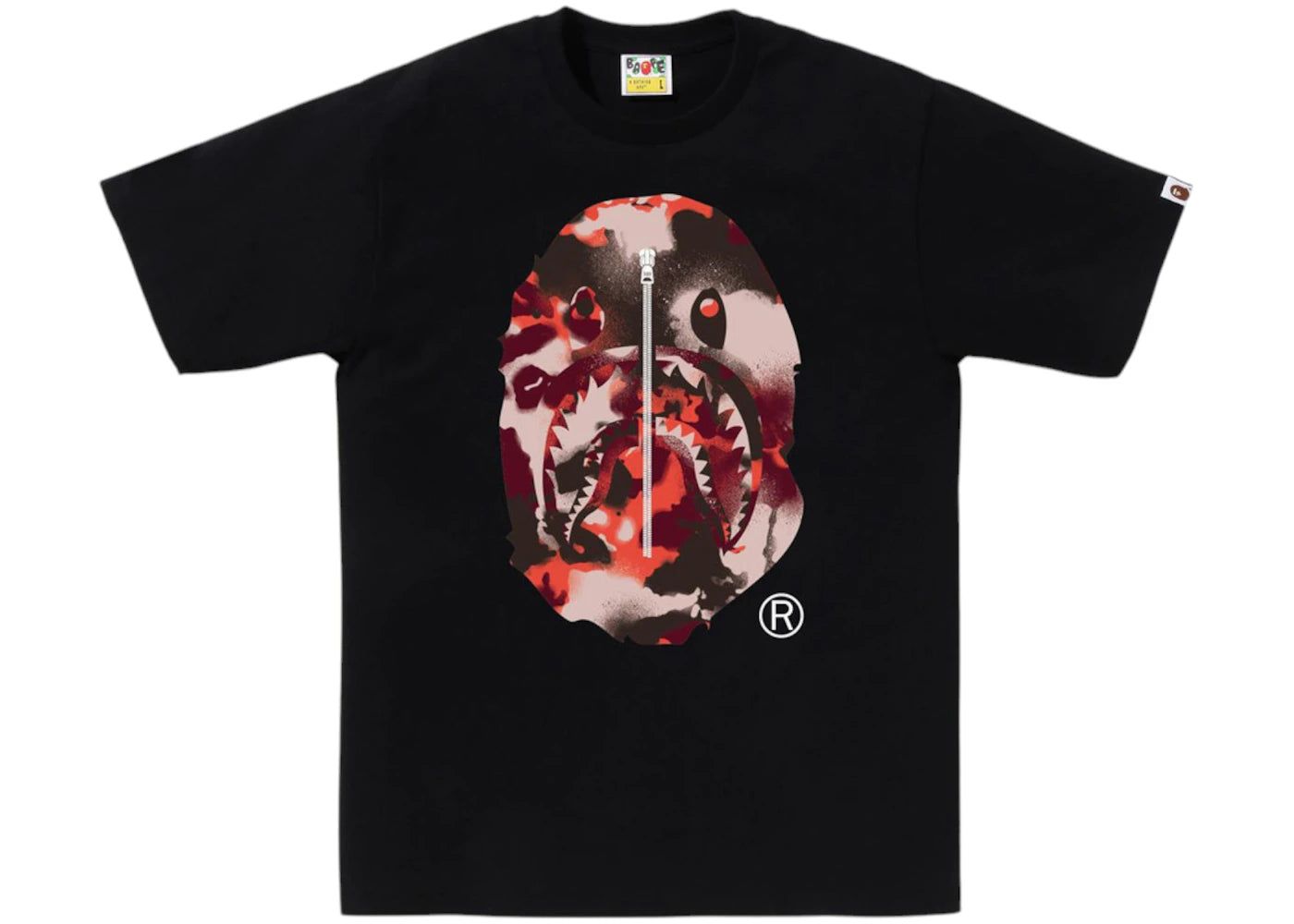BAPE Map Camo Ape Head Shark Tee Black/Red