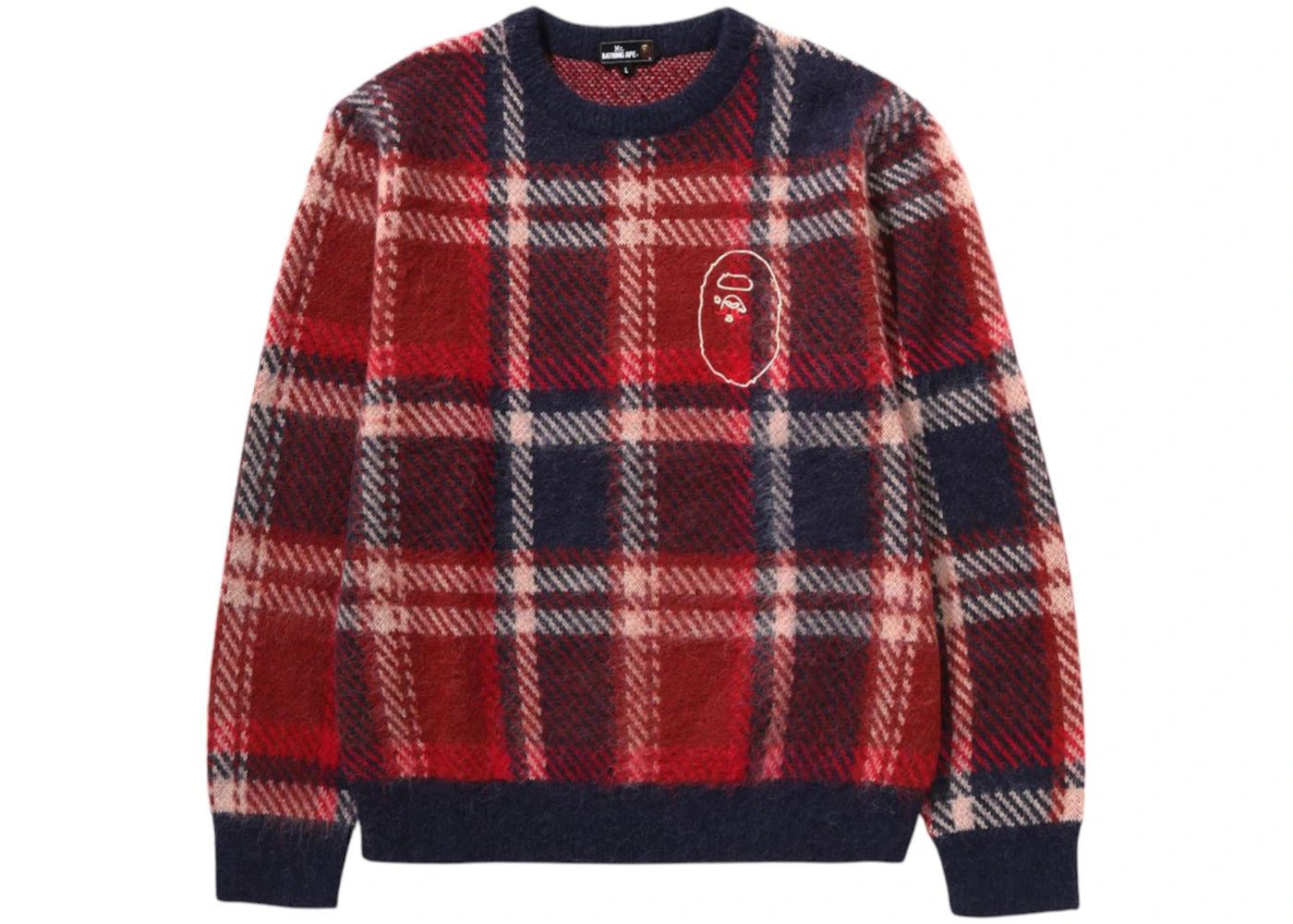 BAPE Mr Bathing Ape Check Sweater Red