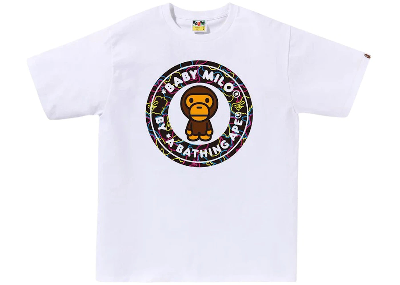 BAPE Neon Camo Milo Busy Works Tee White