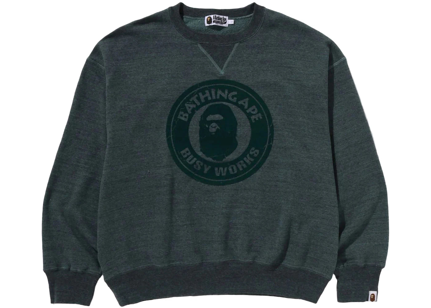 BAPE Over Dye Busy Works Relaxed Fit Crewneck Sweatshirt Green