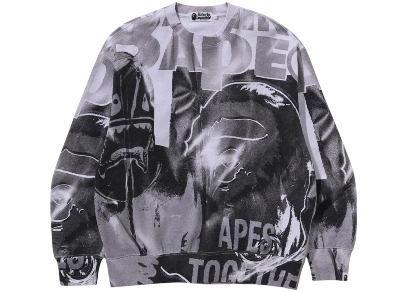 BAPE Overprint Relax Fit Crewneck Sweatshirt Black