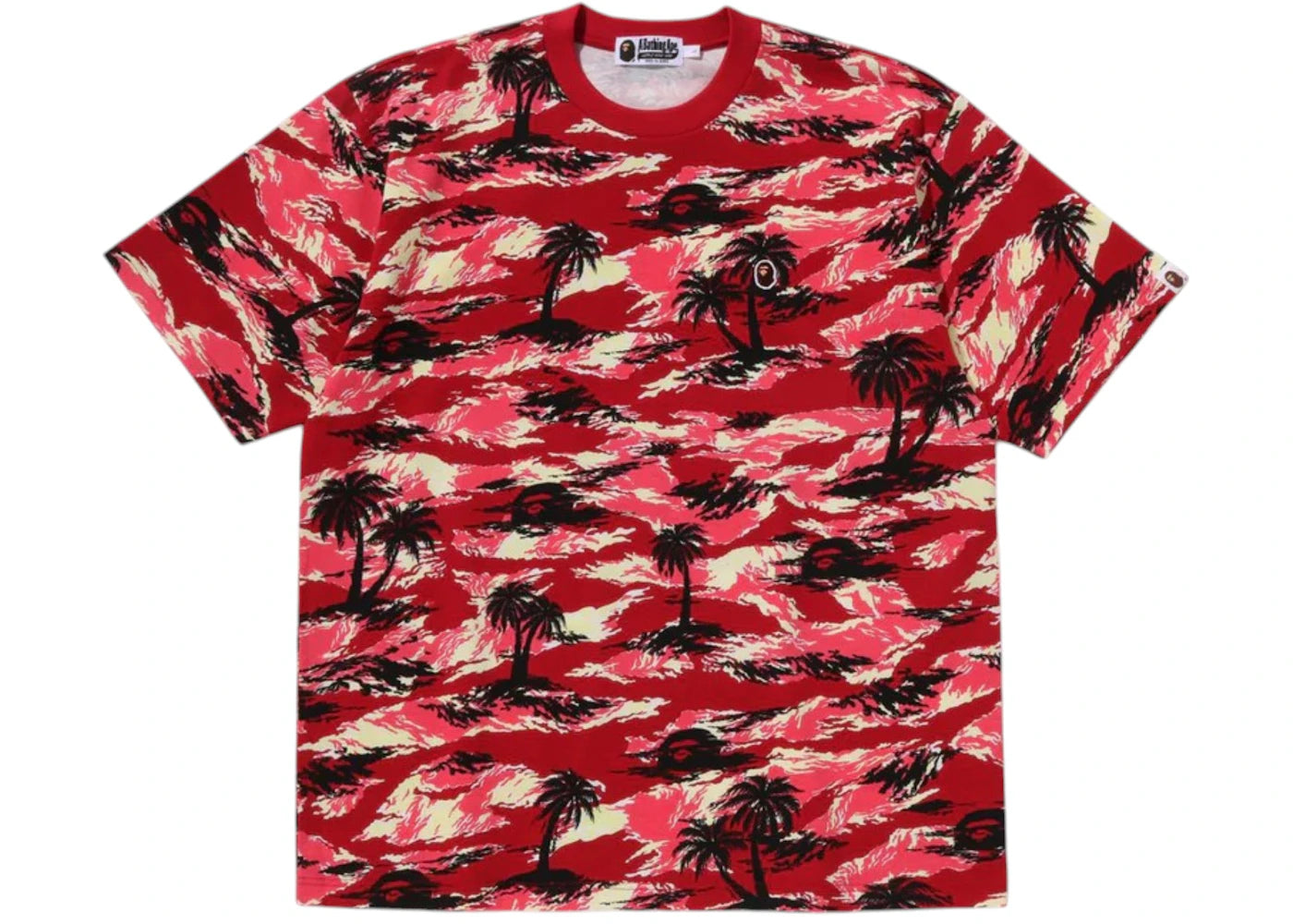 BAPE Palm Tree Camo One Point Relaxed Fit Tee Red