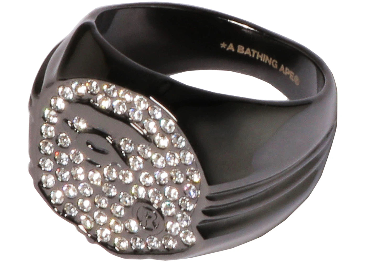 BAPE Rhinestone Ape Head Ring Black