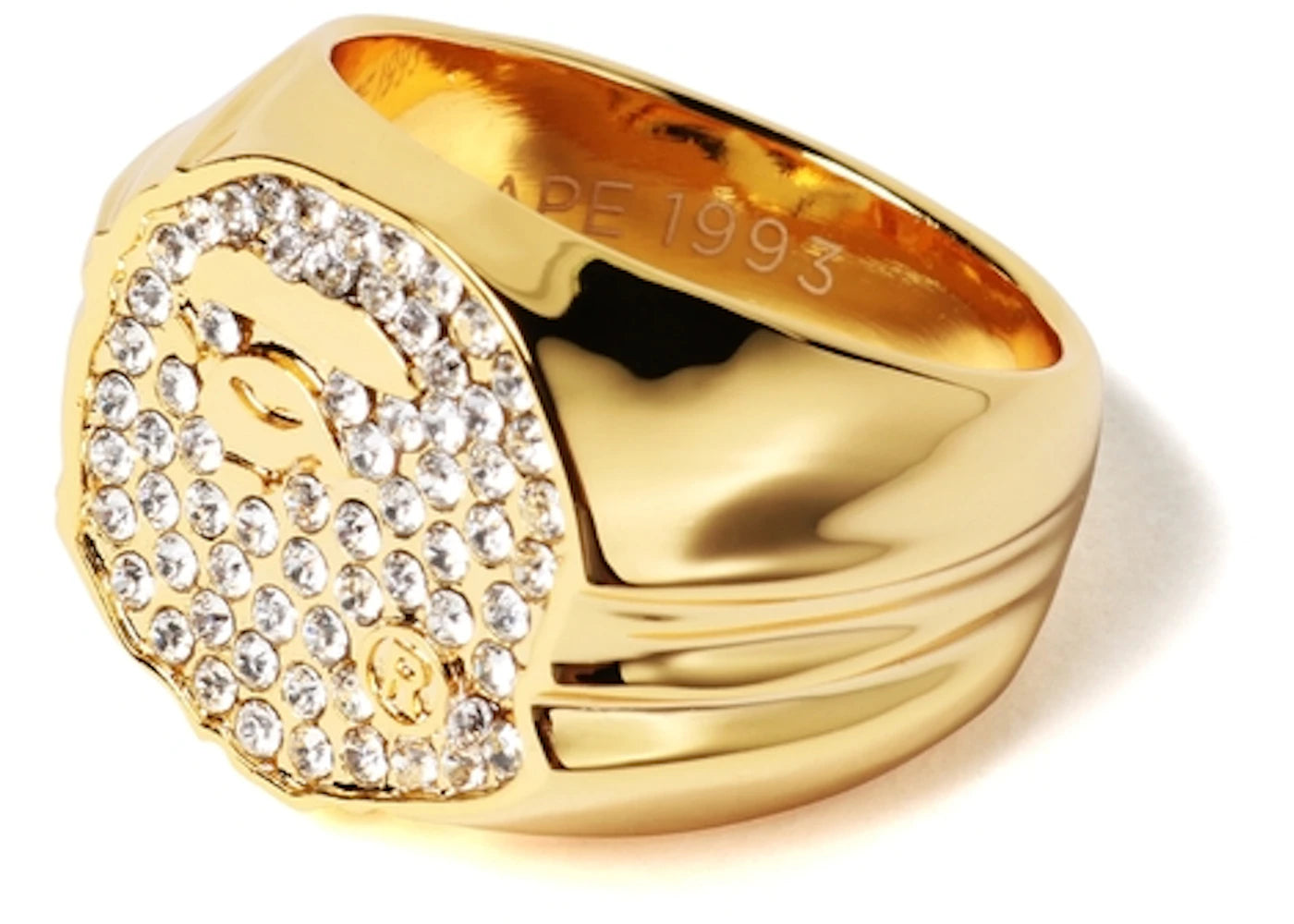 BAPE Rhinestone Ape Head Ring Gold