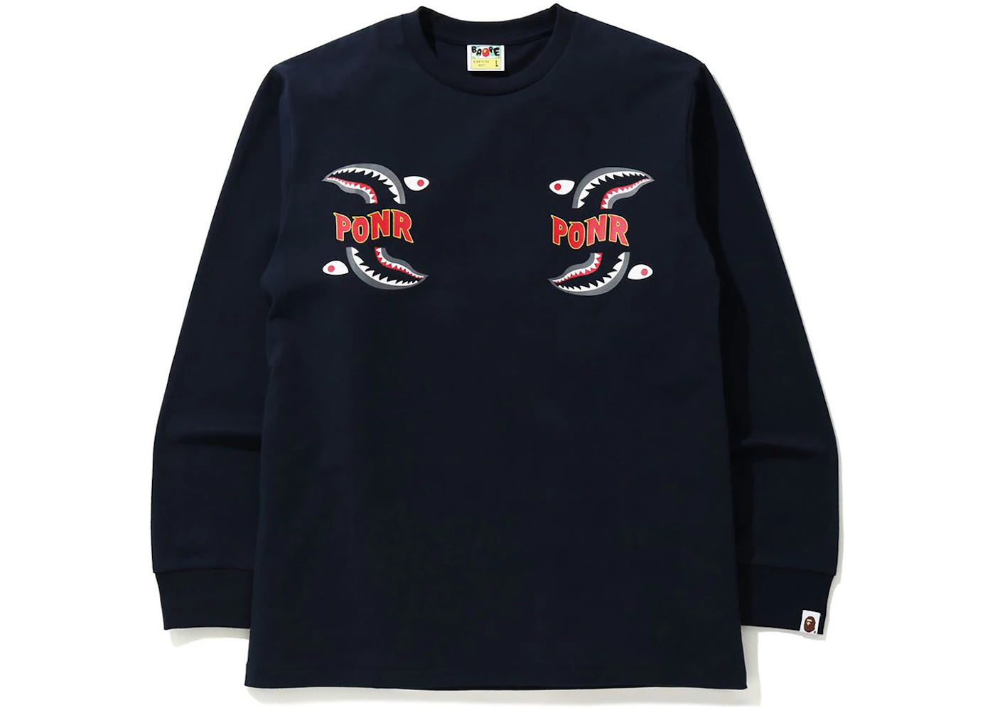 BAPE Shark Ponr L/S Tee Navy