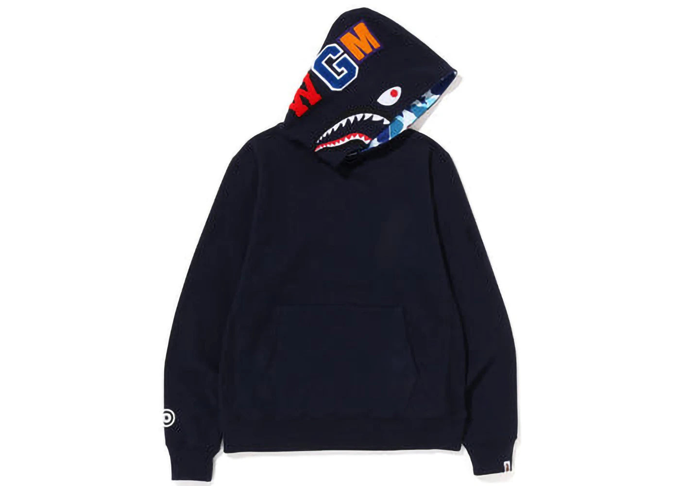 BAPE Shark Pullover Inside Camo Hoodie Navy Blue