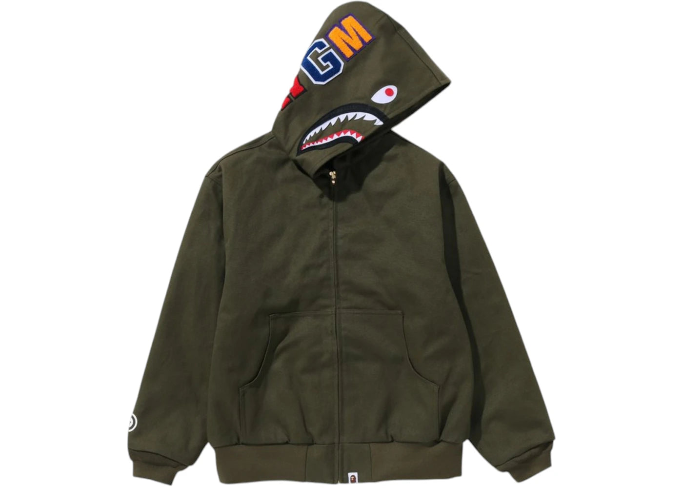 BAPE Shark Work Hoodie Jacket Olivedrab