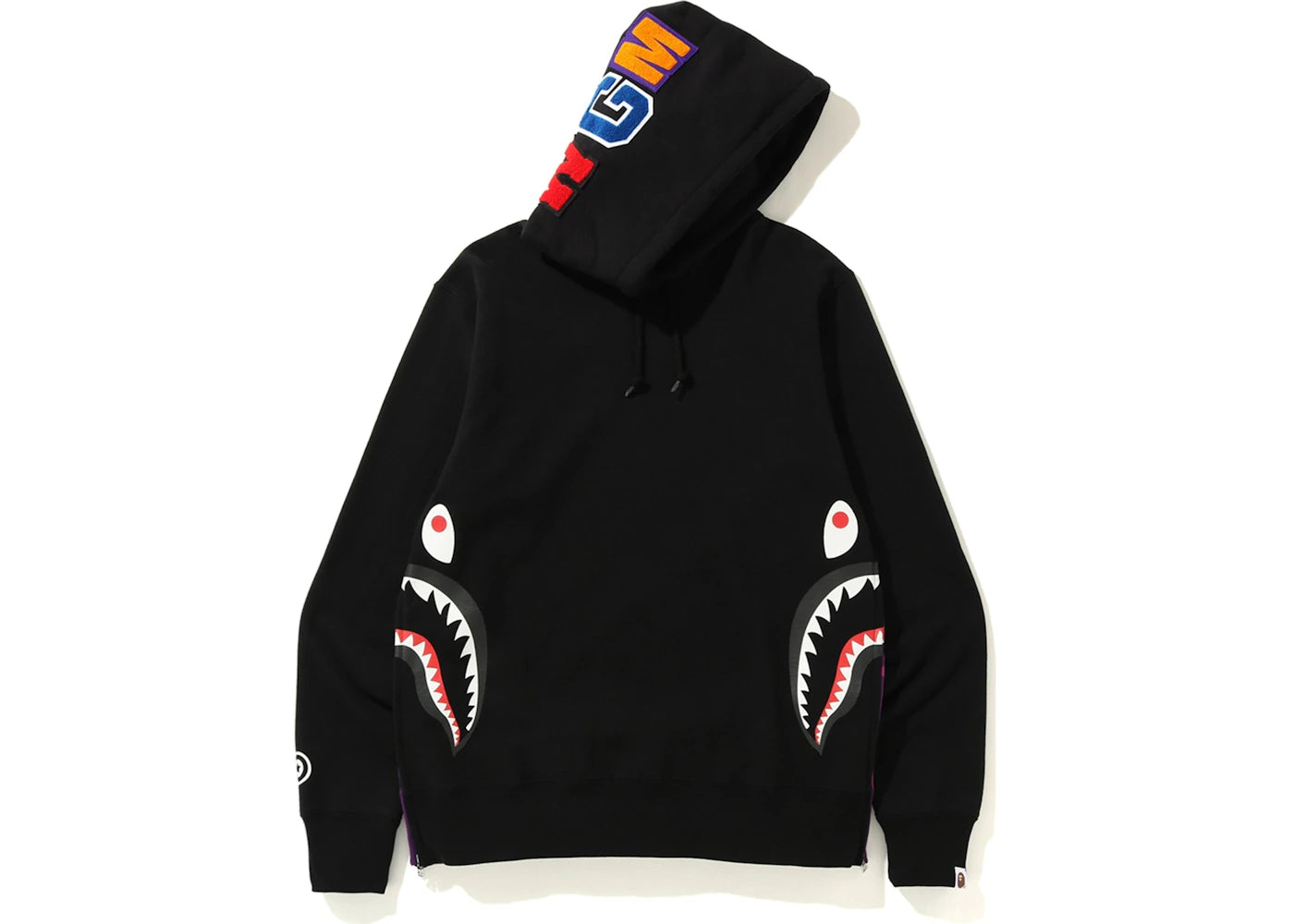 BAPE Side Zip Shark Wide Pullover Hoodie Black/Purple