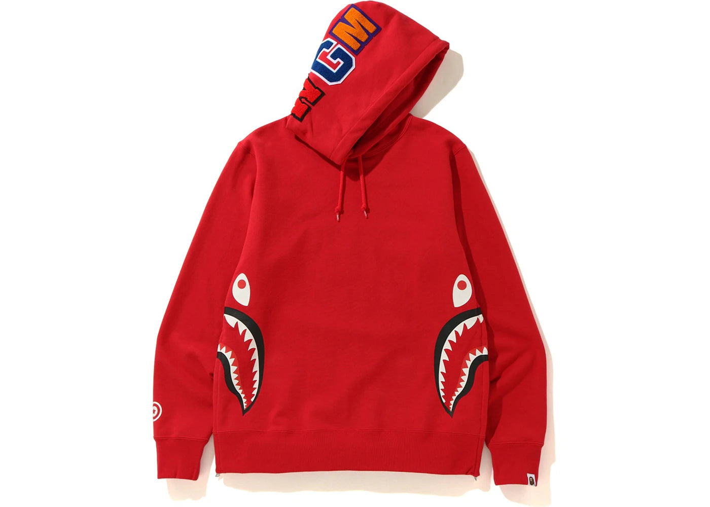 BAPE Side Zip Shark Wide Pullover Hoodie Red/Red