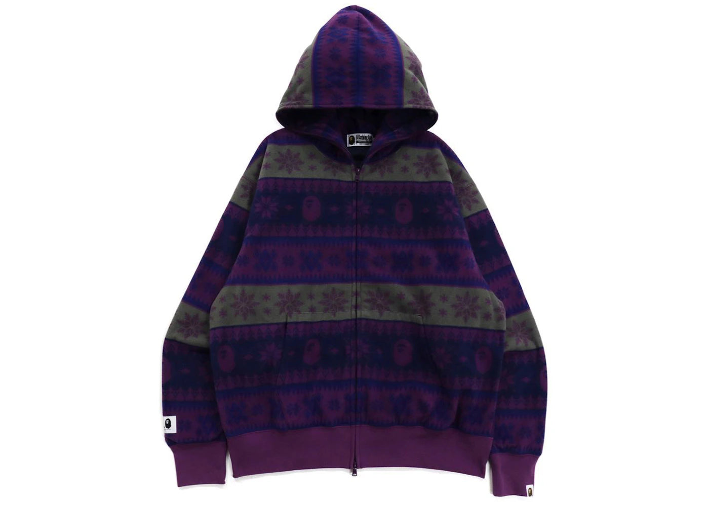 BAPE Snow Pattern Relaxed Fit Full Zip Hoodie Purple