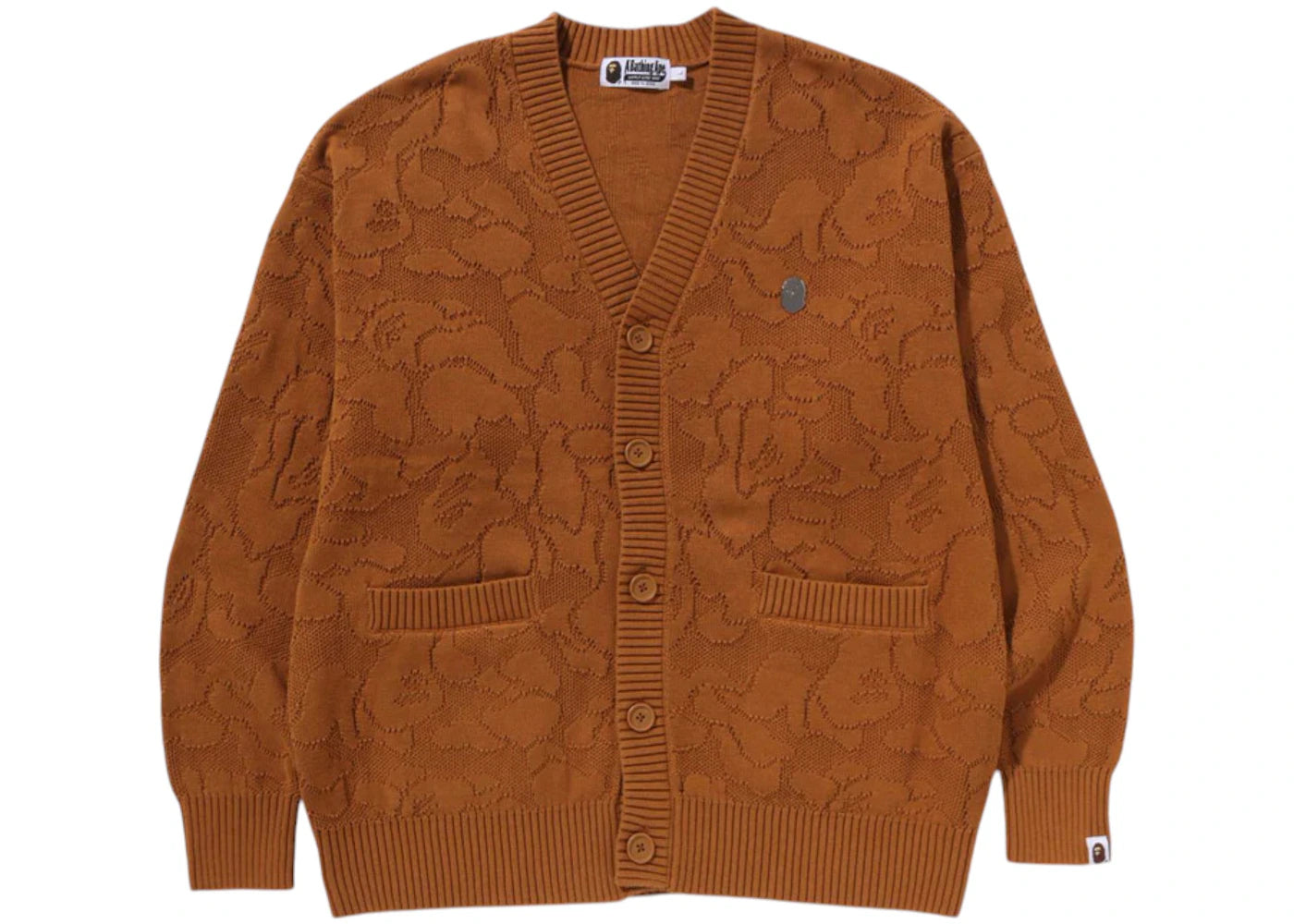 BAPE Solid Camo Jacquard One Point Cardigan Beige