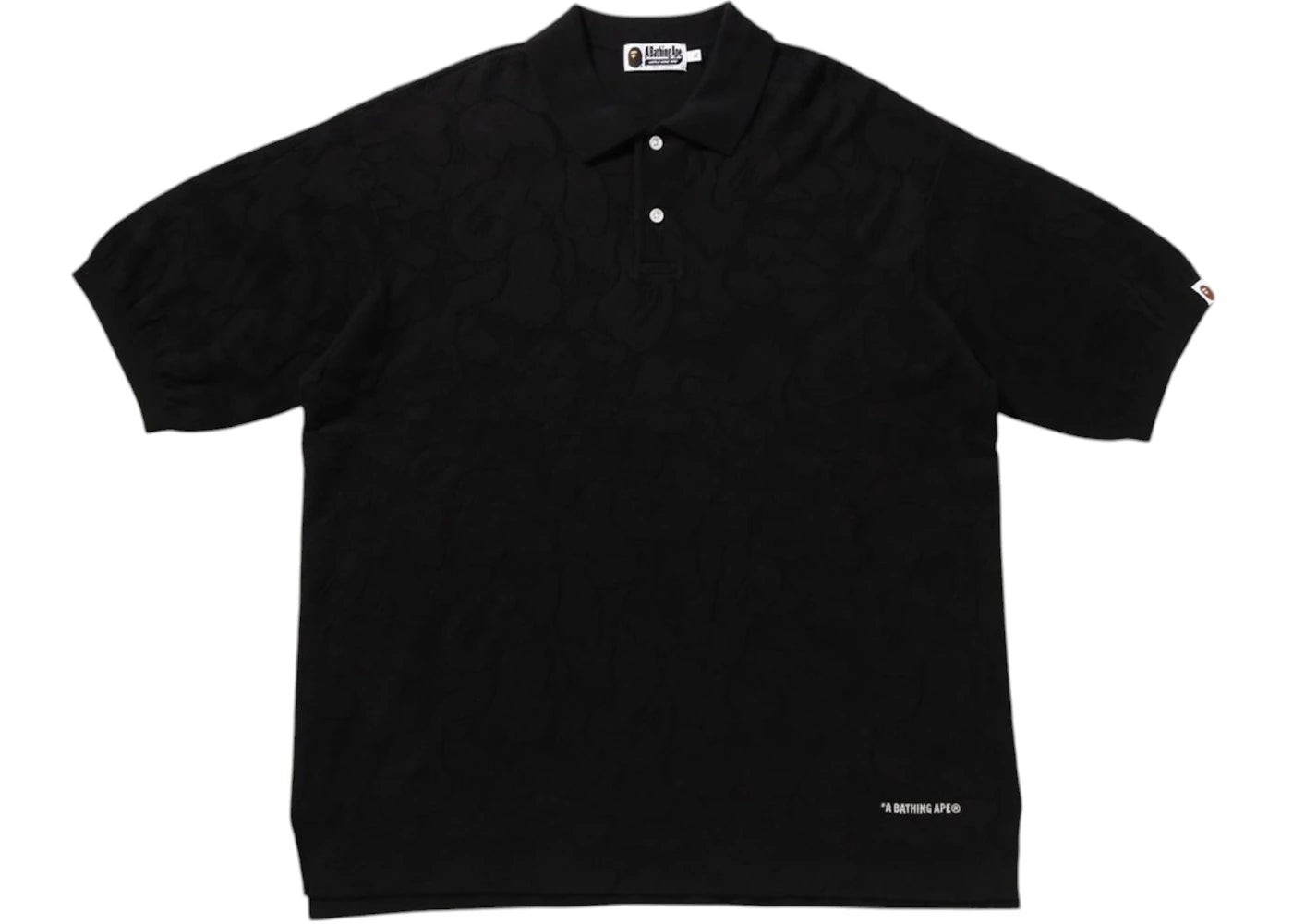 BAPE Solid Camo Jacquard Relax Fit Polo Shirt Black