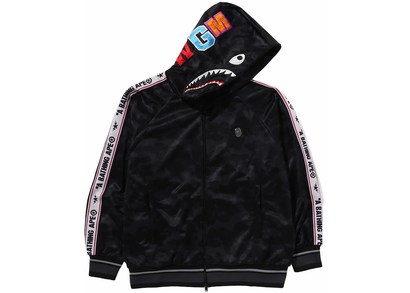BAPE Solid Camo Relaxed Fit Shark Full Zip Hoodie Black