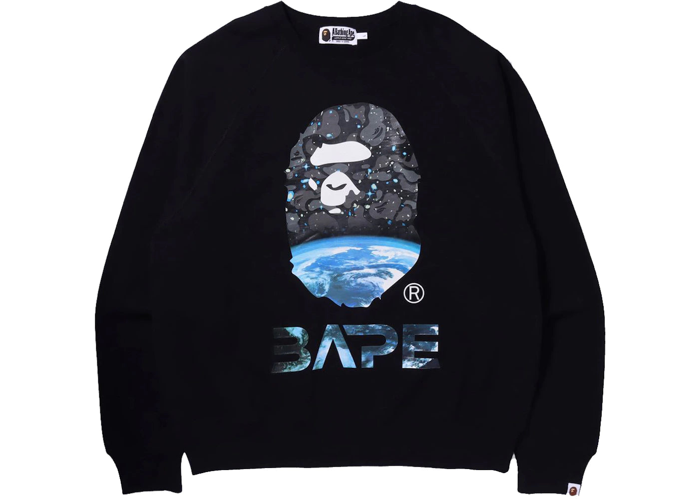 BAPE Space Camo Ape Head Loose Fit Crewneck Black