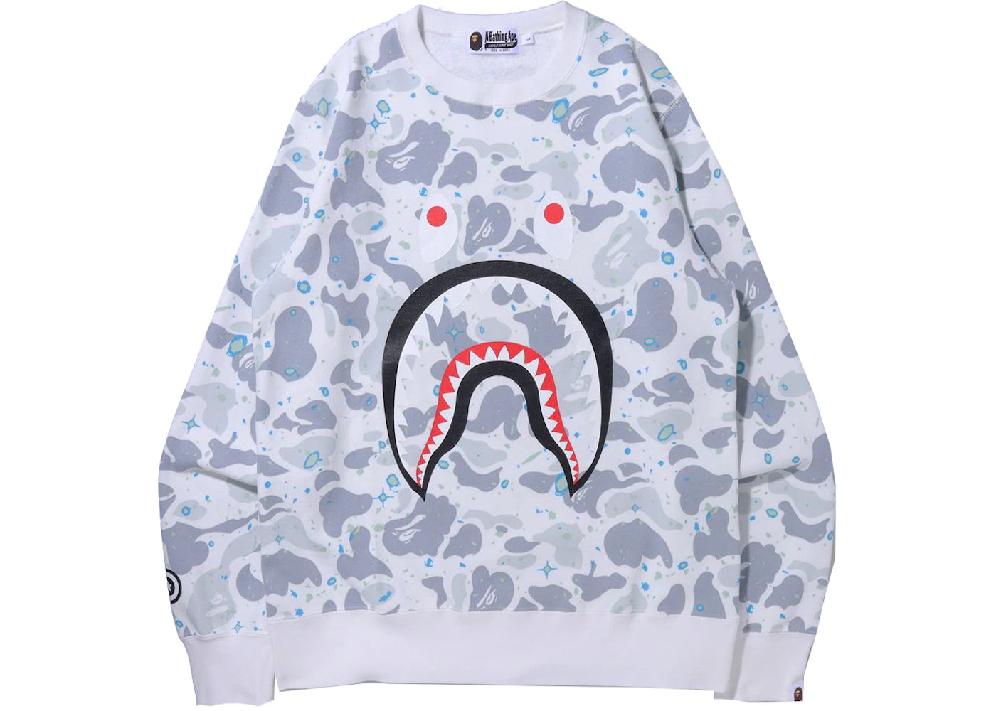 BAPE Space Camo Shark Crewneck White