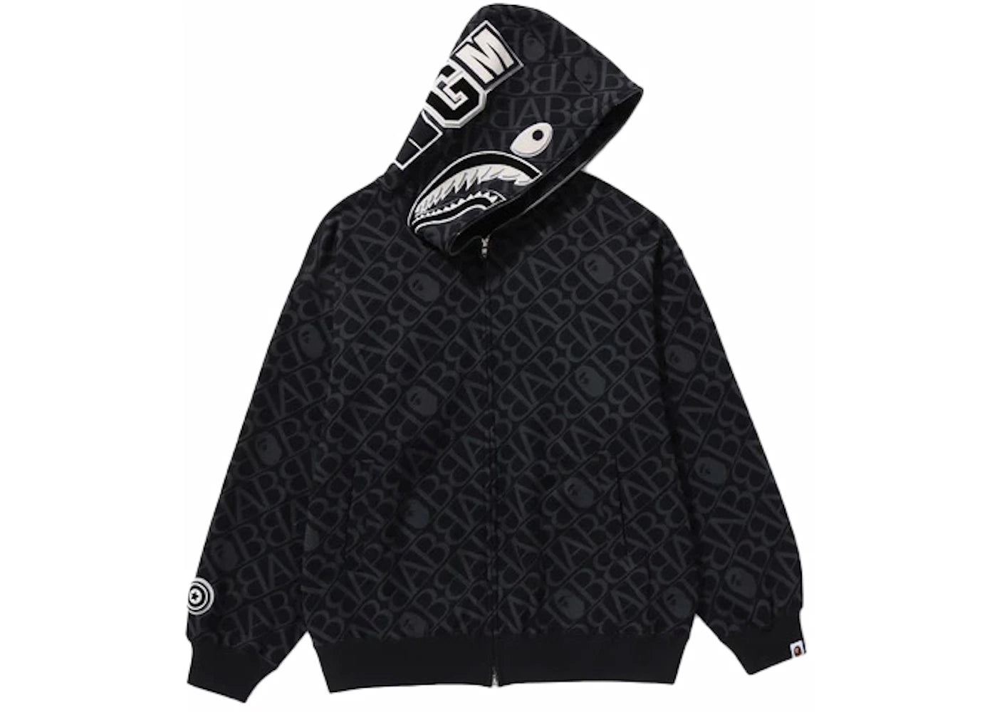 BAPE Sport Monogram Shark Hoodie Black