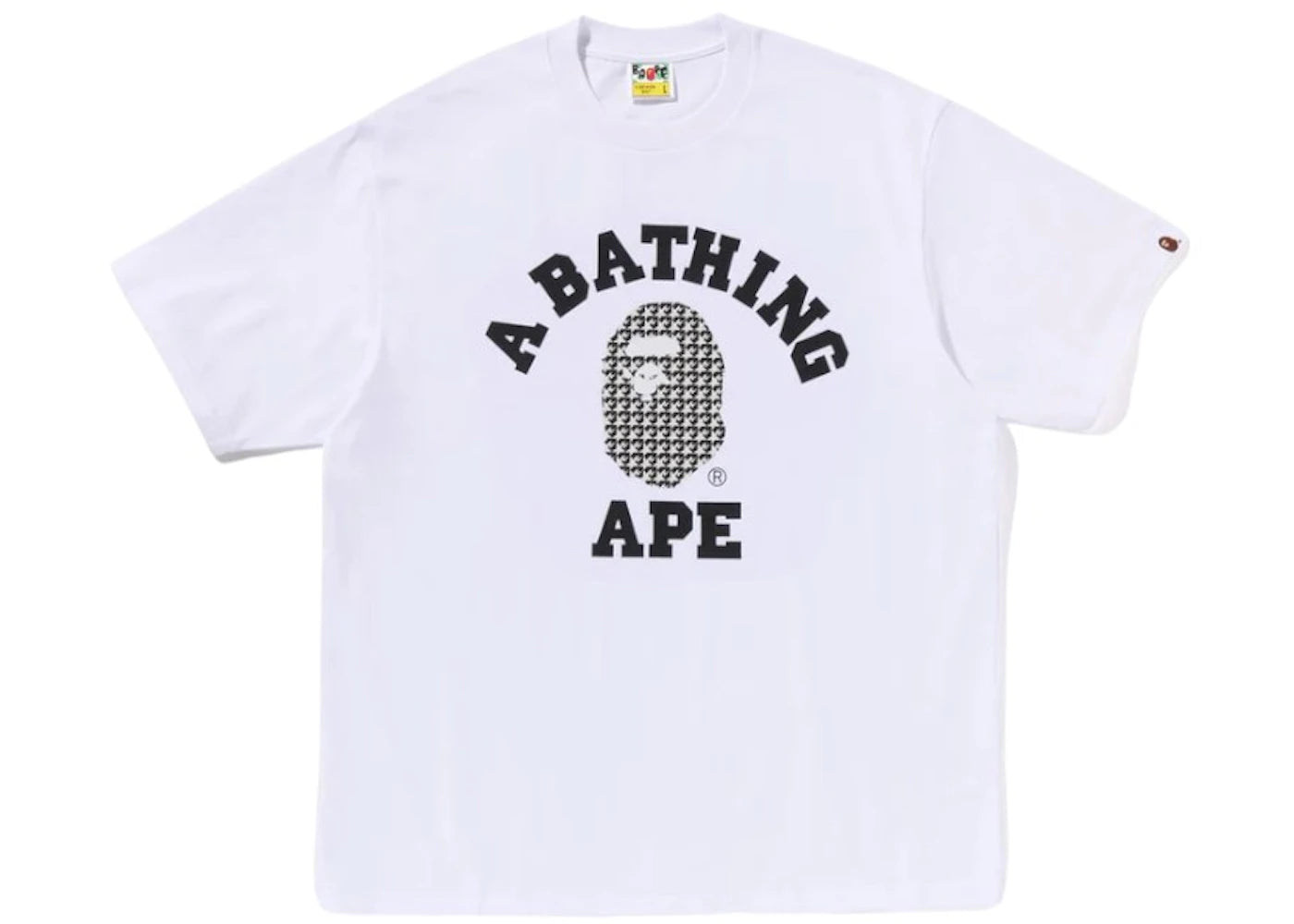 BAPE Sta Houndstooth College Relaxed Fit Tee White