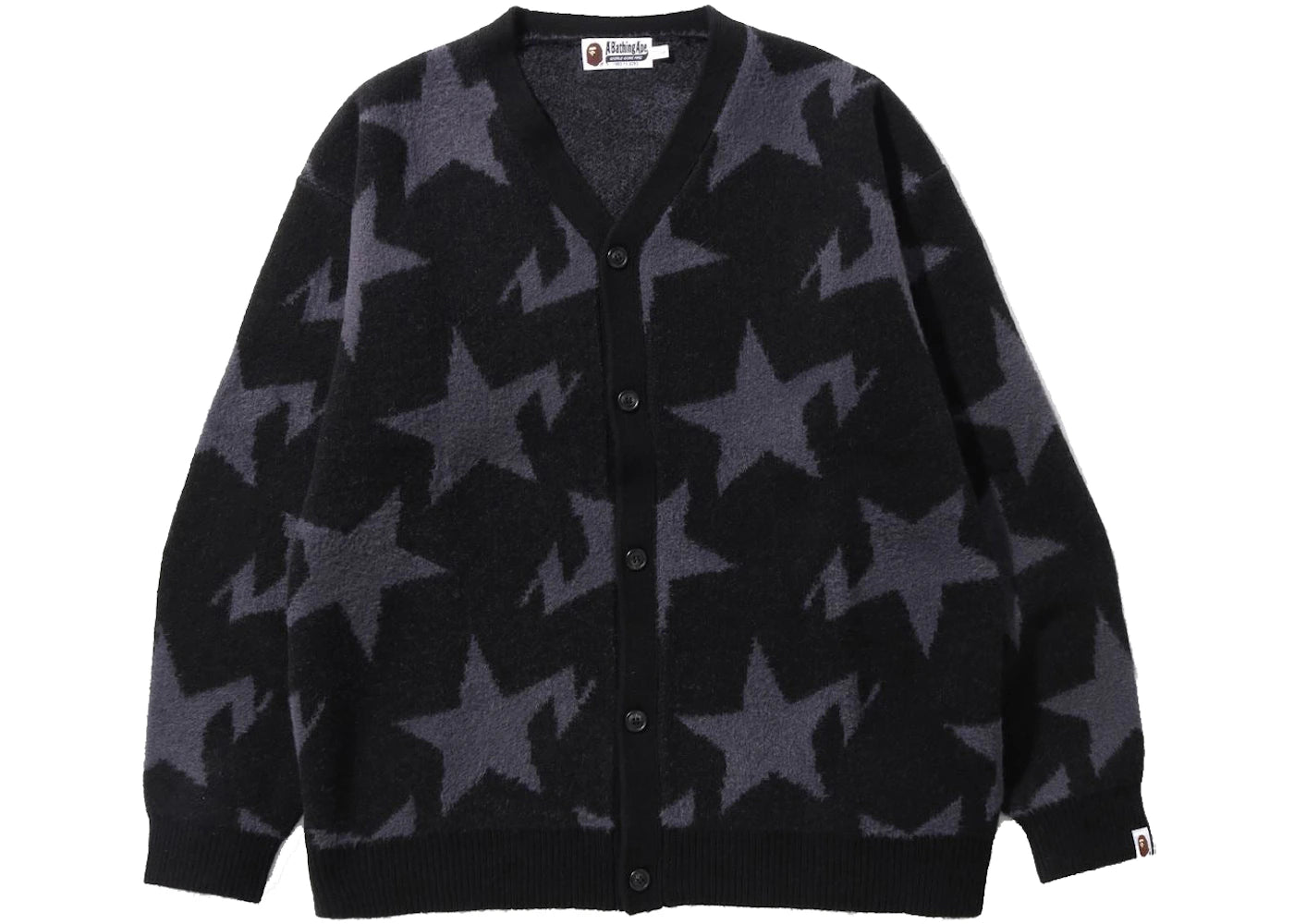 BAPE Sta Pattern Relaxed Fit Knit Cardigan Black