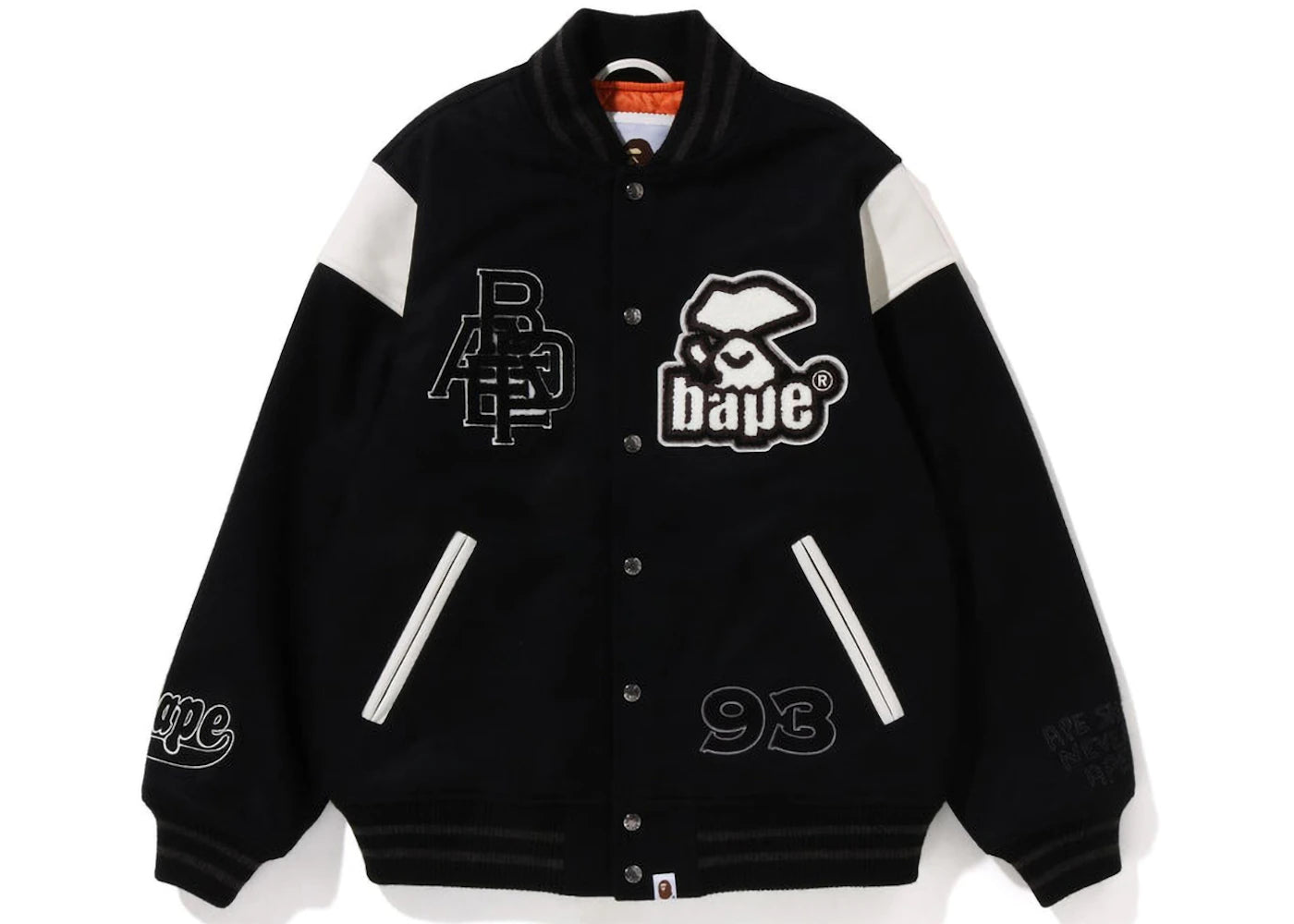 BAPE Switch Shoulder Varsity Jacket Black
