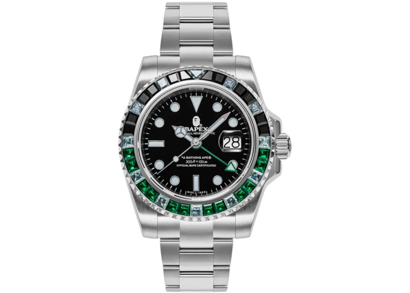 BAPE Type 2 Crystal Stone BAPEX Watch Black/Green