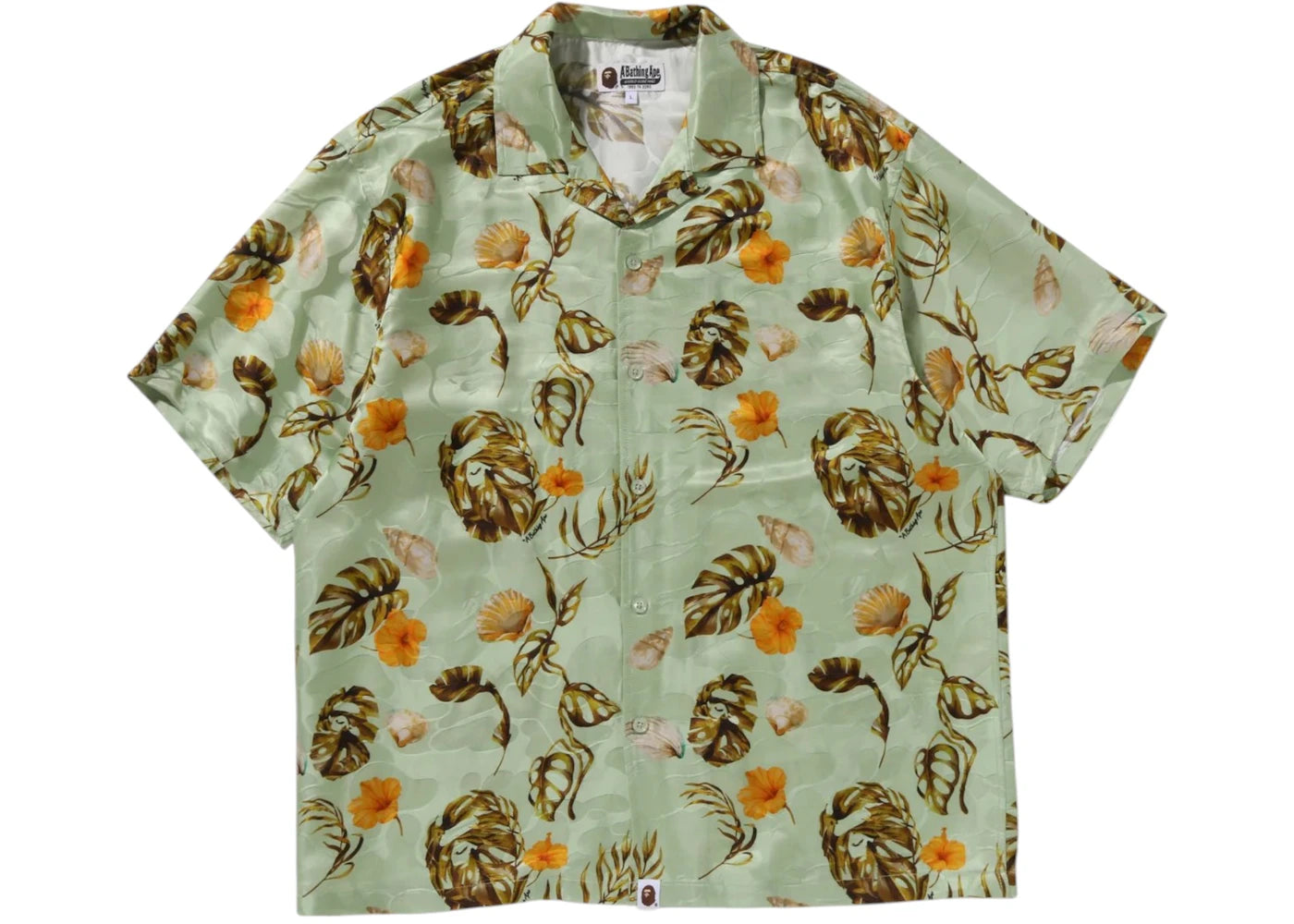 BAPE Vacation Pattern Open Collar SS Shirt Green
