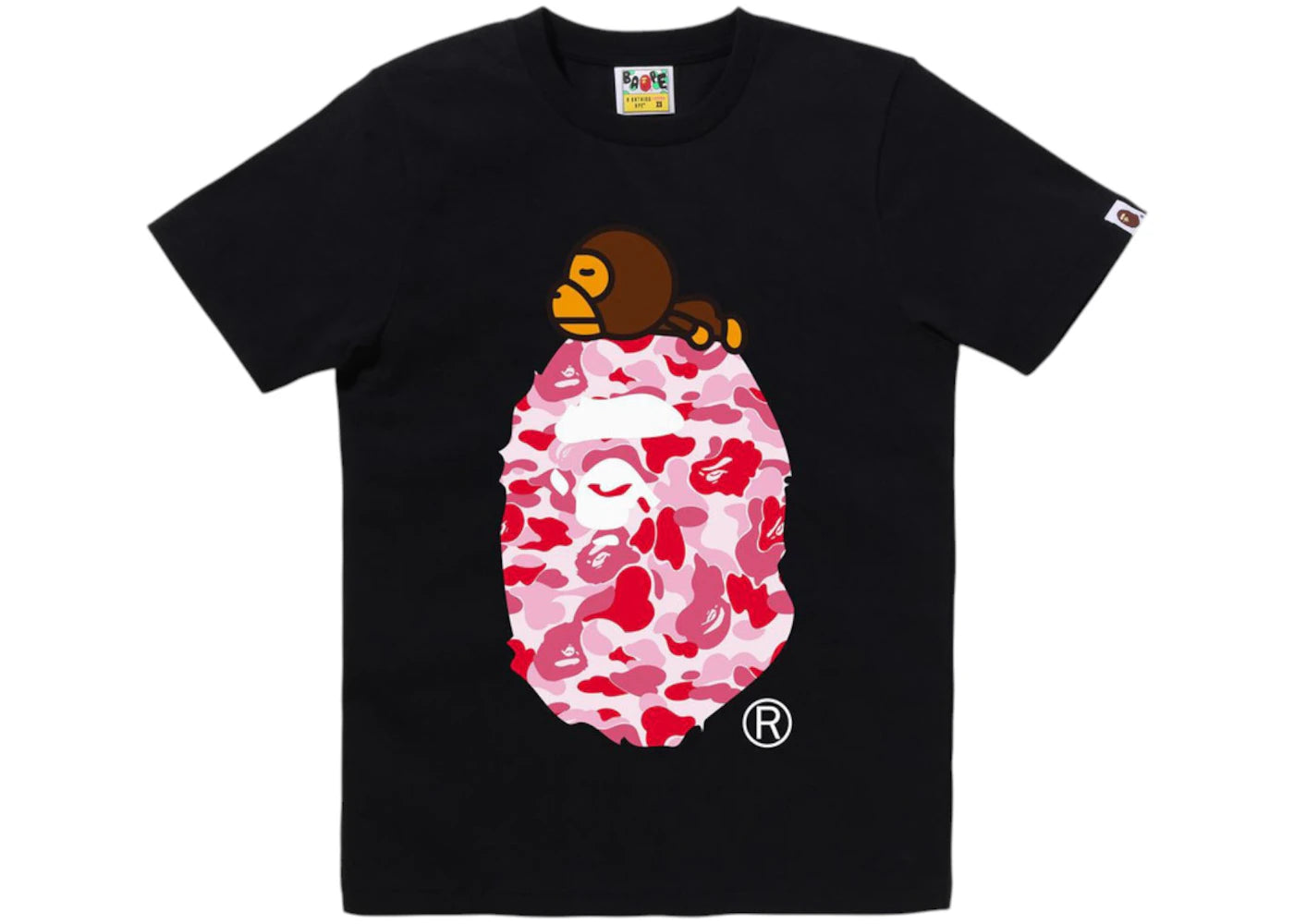 BAPE Women's ABC Camo Milo On Big Ape Tee Black/Pink
