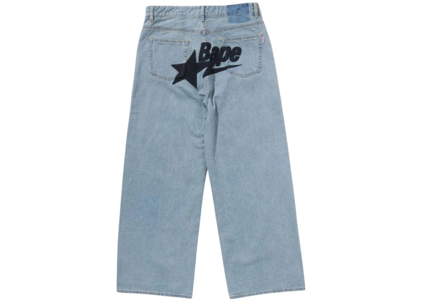 BAPE Women's Sta Embroidery Baggy Denim Pants Blue