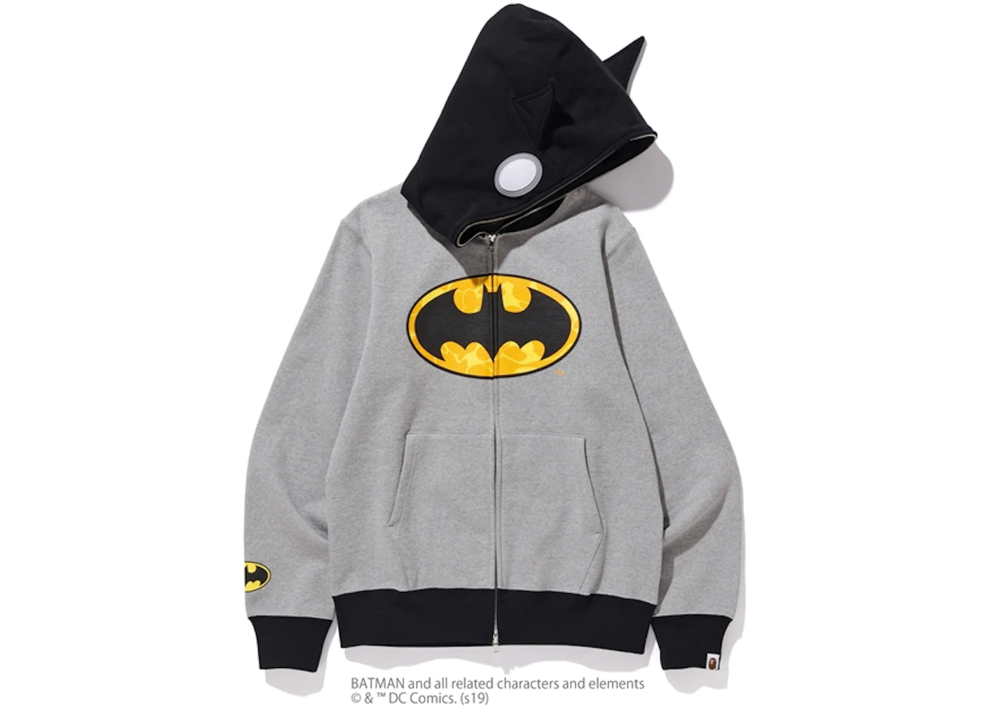 BAPE x DC Batman Full Zip Hoodie Grey