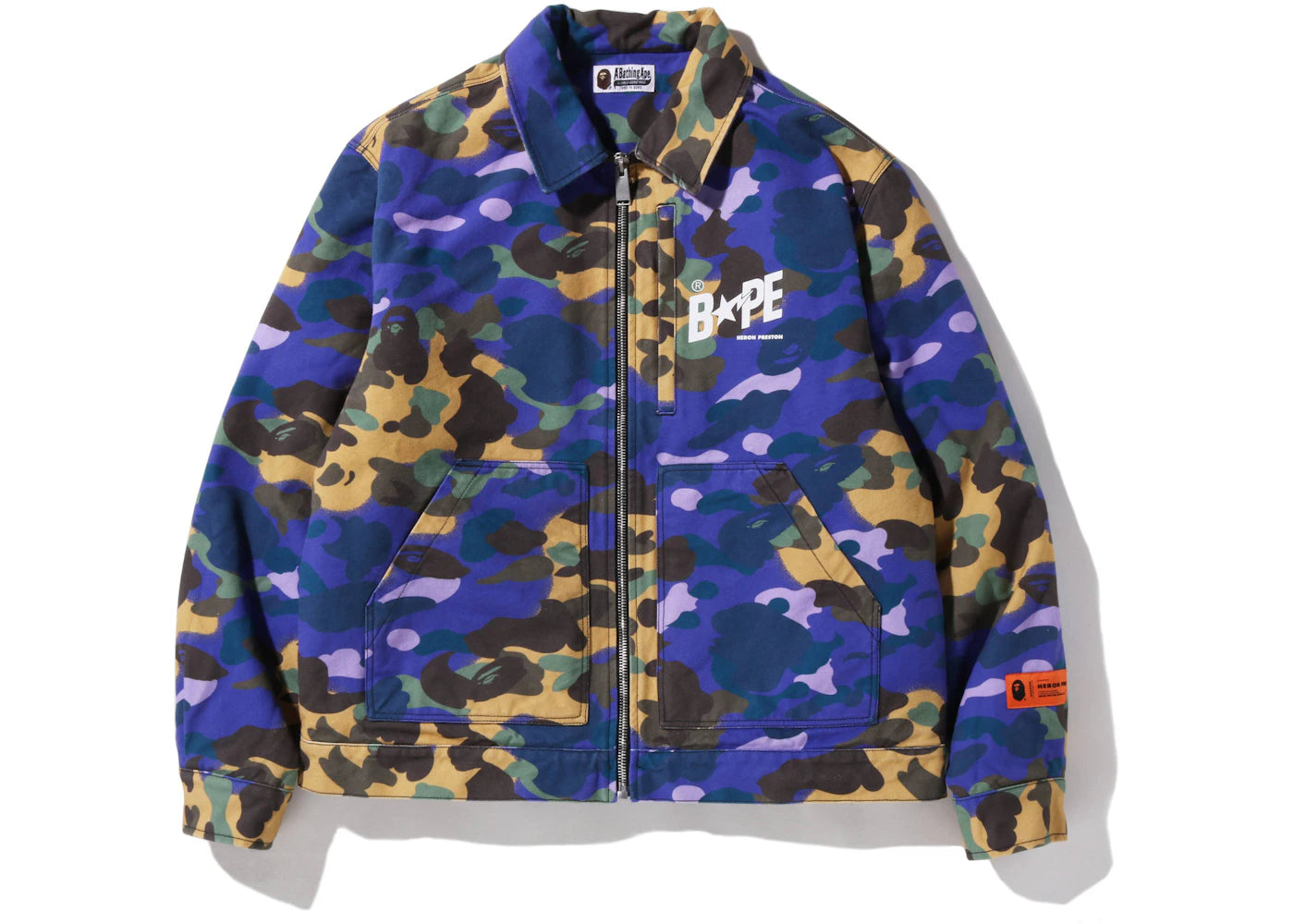 BAPE x Heron Preston Mix 1st Camo Duck Trucker Jacket Purple