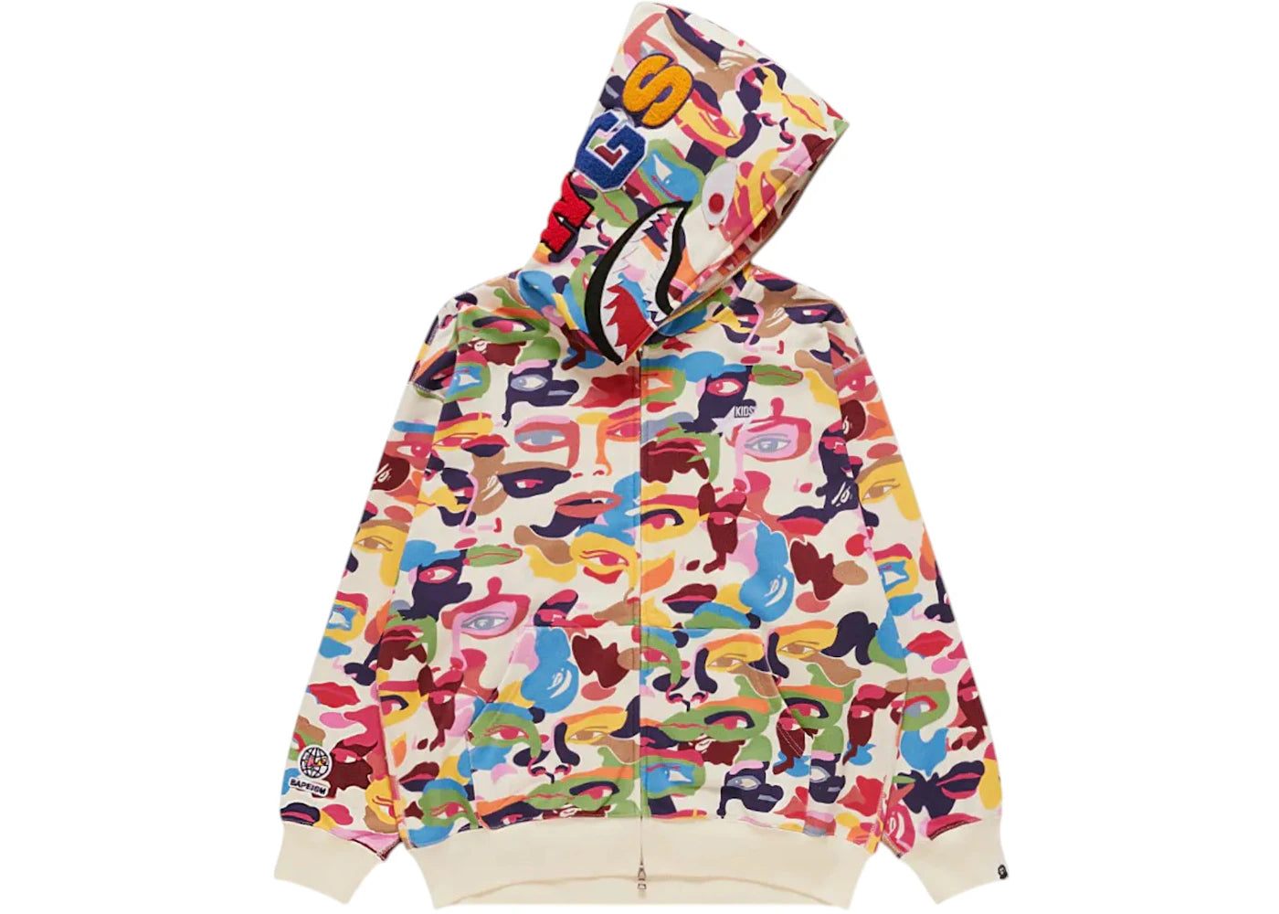 BAPE x KidSuper Camo Shark Full Zip Hoodie Multicolor