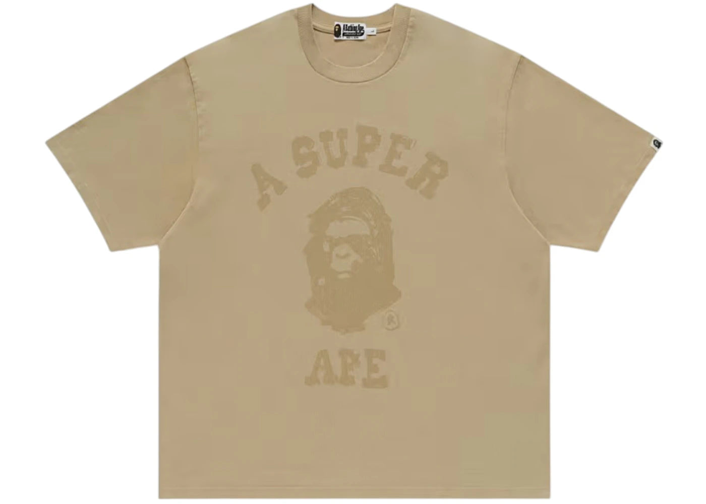 BAPE x KidSuper Garment Dye College Logo Tee Beige